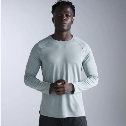 2XU Mens Aero Long Sleeve Top Smoke Blue/Black Refective