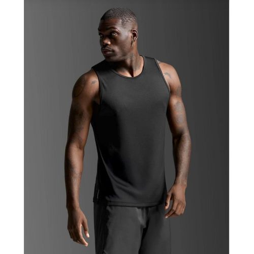 2XU Mens Aero Tank Black/Silver Reflective