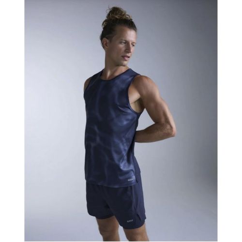 2XU Mens Aero Tank Midnight/Marble/Silver Reflective