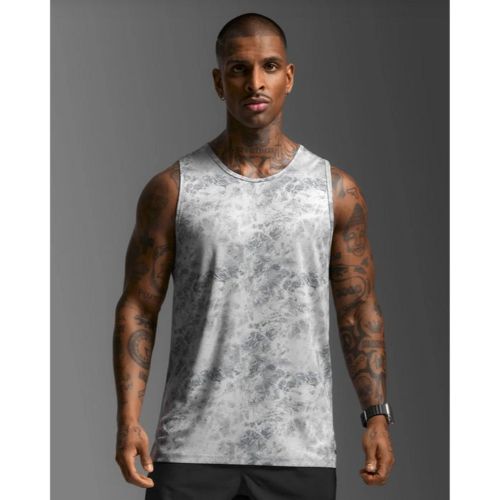 2XU Mens Aero Tank Weathervane Marble/Black Reflective