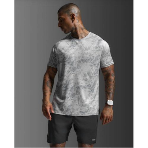 2XU Mens Aero Tee Weathervane Marble/Black Reflective