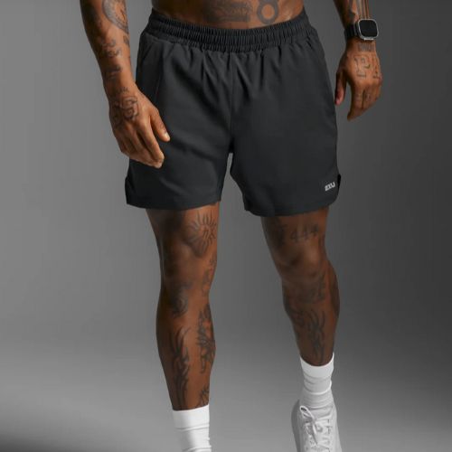 2XU Mens Aero 5 Inch Unlined Shorts Black/Silver Reflective