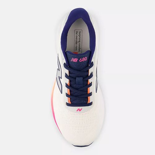 New Balance Womens 680 V9 D Wide Sea Salt/Tangerine Heat/Pink Heat