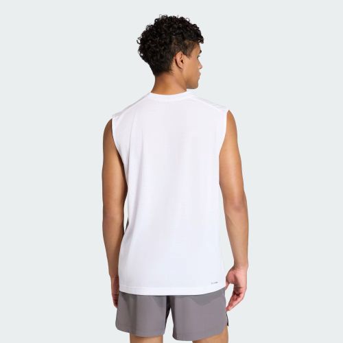 Adidas Mens Workout Feelready Sleevless Tee White