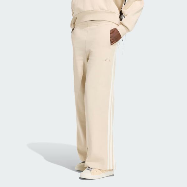 Adidas Womens Kit 3 Stripes Wide Leg Pant Crystal Linen/Off White
