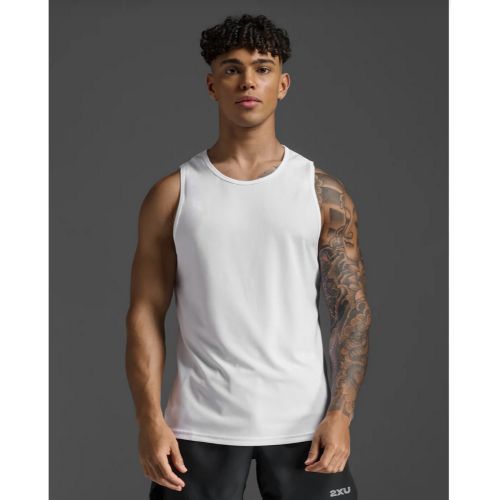 2XU Mens Aero Tank White/Silver Reflective