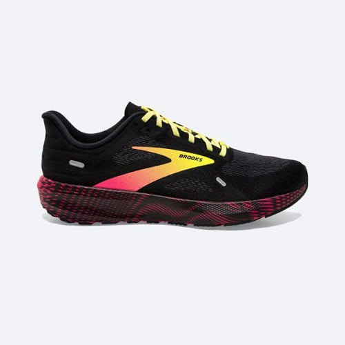 Brooks Mens Launch 9 Black/Pink/Yellow