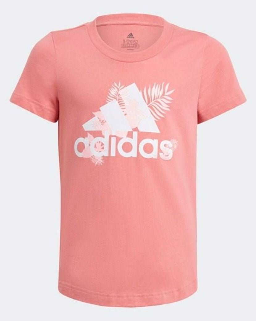 Adidas Kids Girls Tropical Badge Of Sport Tee Hazy Rose