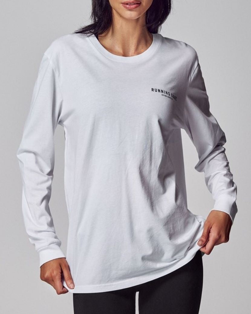 Running Bare Womens Hollywood 90s Long Sleeve Top Core White
