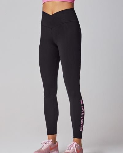 Running Bare Womens Wots Karma Full Length Tight Black/Lip Gloss