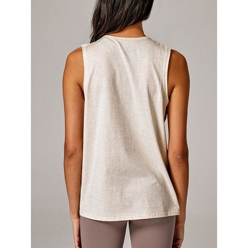 Running Bare Womens Easy Rider Muscle Tank Oatmeal