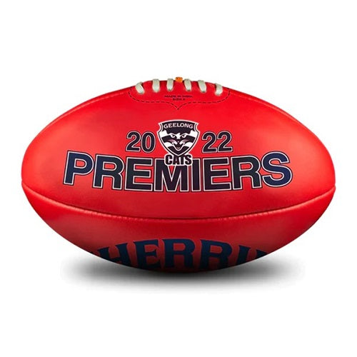 Sherrin AFL Split Leather Red AFL Premiers 2022 Cats Ball Size 5