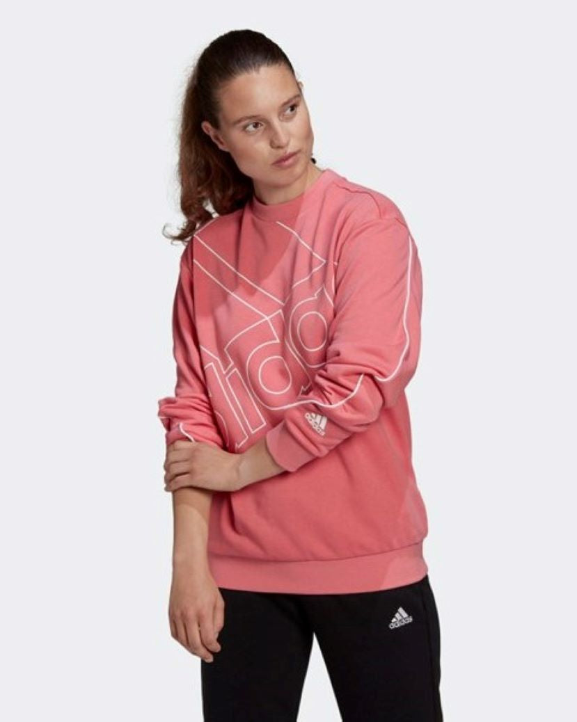 Adidas Womens Giant Logo Sweat Hazy Rose/White