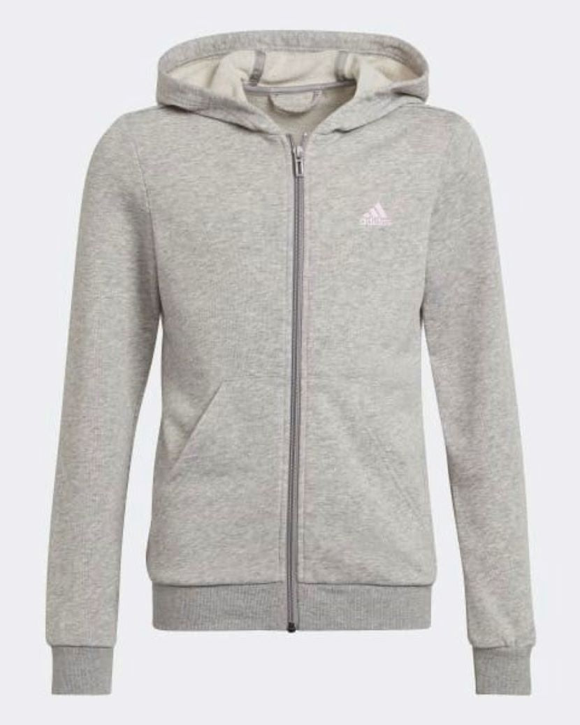 Adidas Kids Big Logo Hooded Jacket Grey/Clear Pink