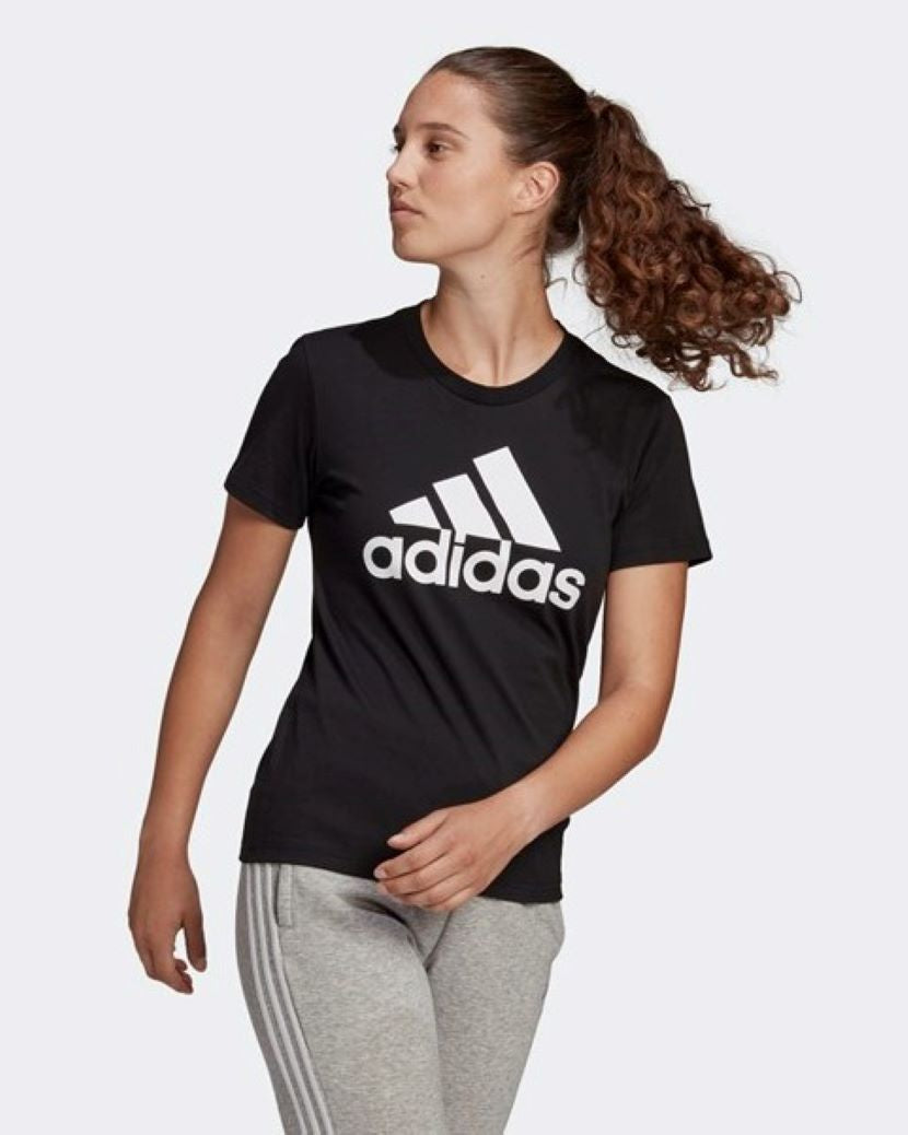 Adidas Womens Lounge Big Logo Tee Black/White