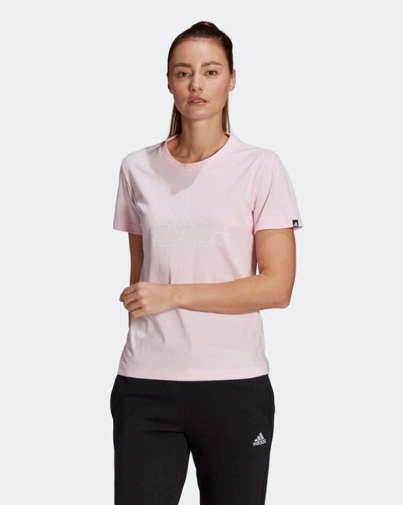 Adidas Womens Outlined Floral Graphic Tee Clear Pink