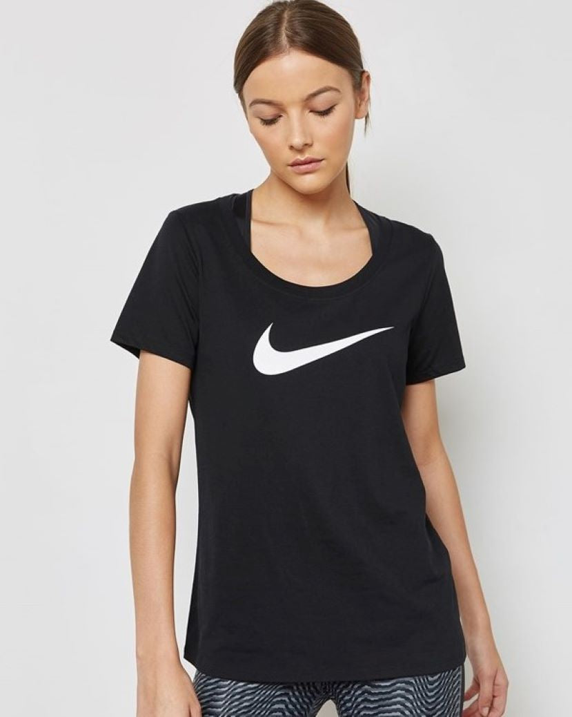 Nike Womens Dri-FIT Scoope Swoosh 2 Tee Black/White