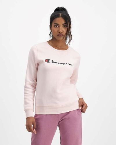 Champion Womens Script Crew Sweat Marshmallow