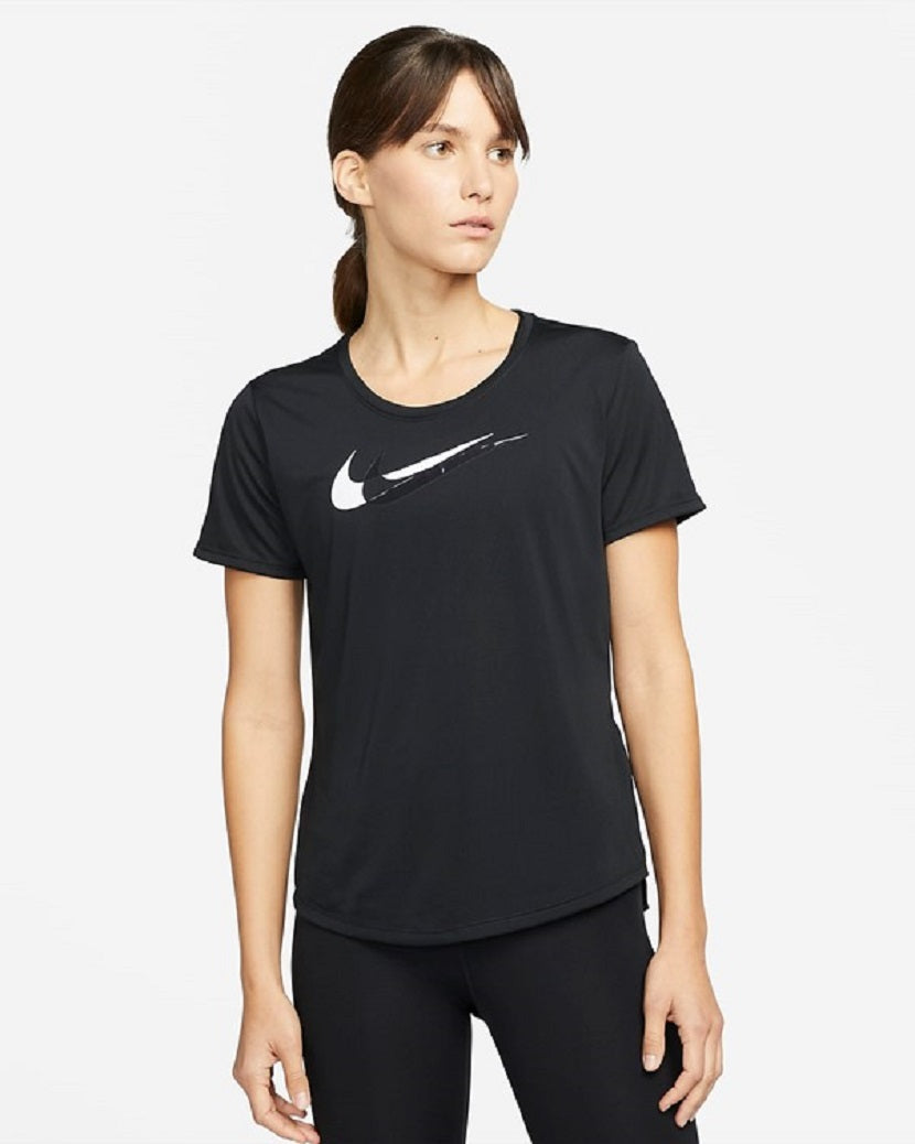 Nike Womens Swoosh Run Tee Black/WhiteNike Womens Swoosh Run Tee Black/White