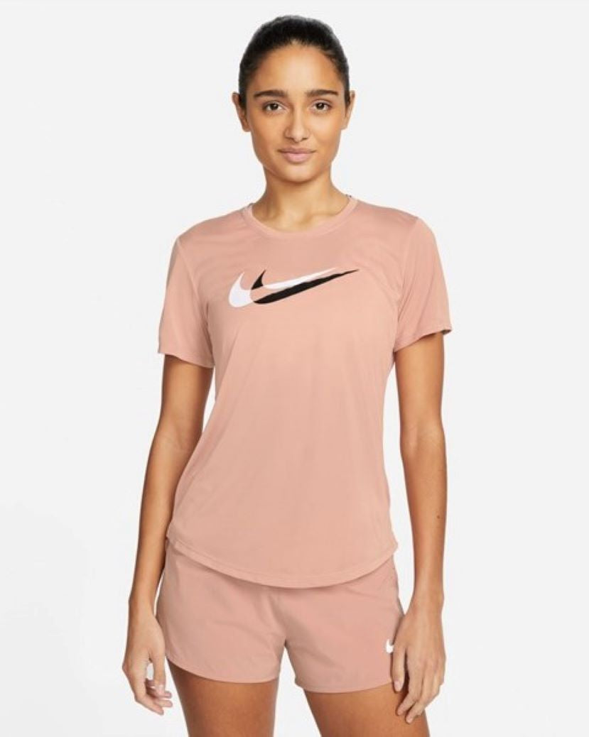 Nike Womens Swoosh Run Tee Rose Whisper/White