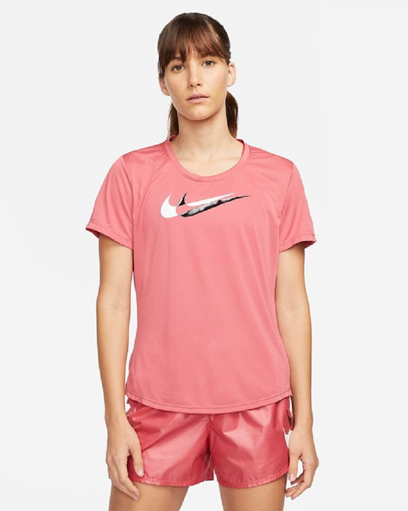 Nike Womens Swoosh Run Tee Archaeo Pink/White