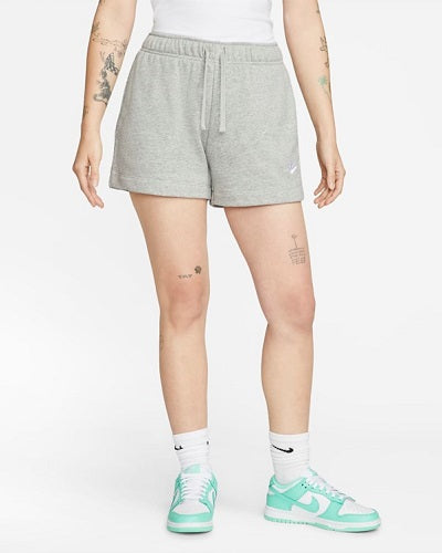 Nike Womens Club Fleece Midrise Shorts Dk Grey Heather/White