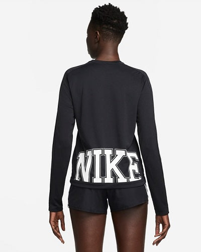 Nike Womens Dri-FIT Swoosh Run Pacer Long Sleeve Top Black/White