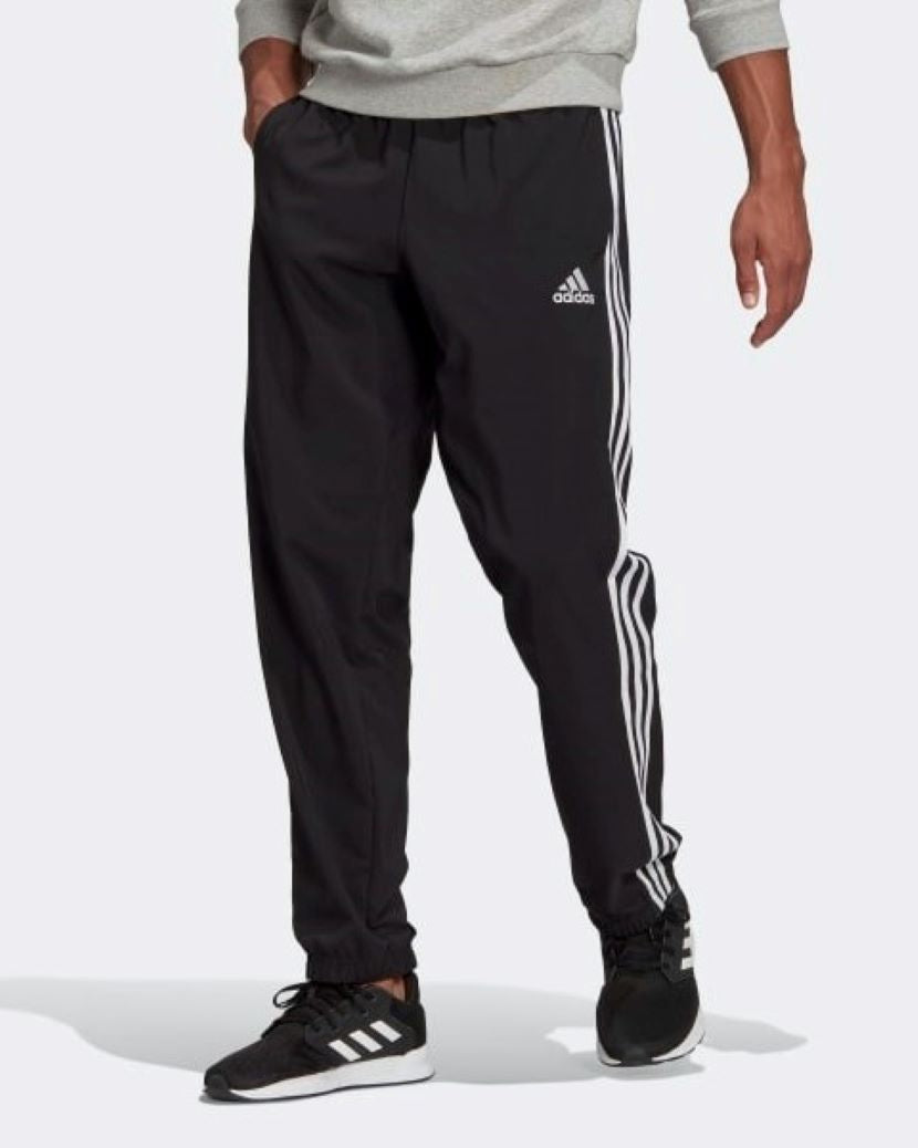 Adidas Mens 3 Stripes Woven Pant Black/White