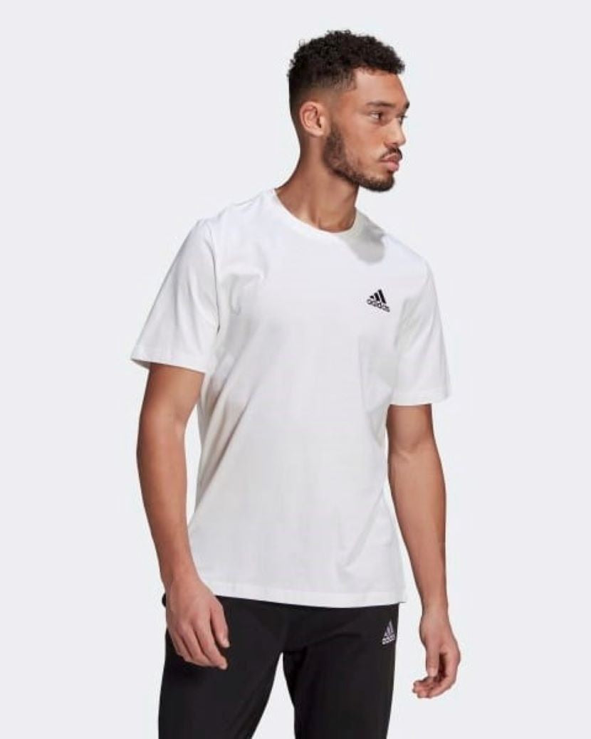 Adidas Mens Small Logo Single Jersey Tee White/Black