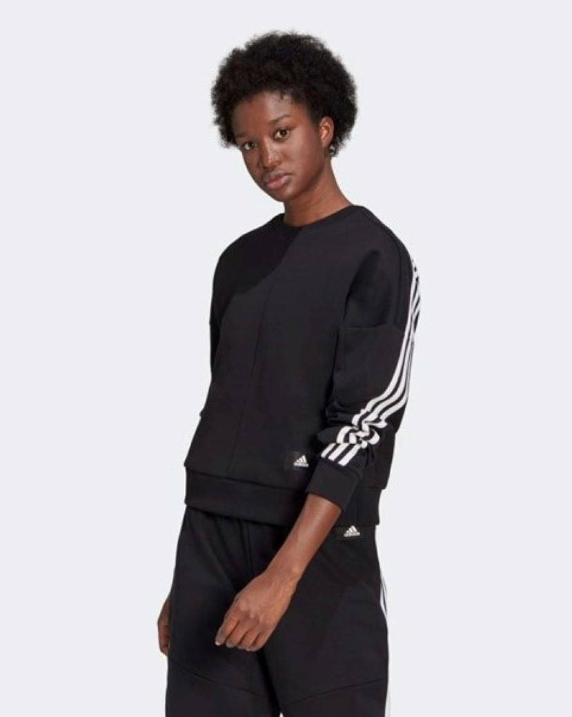 Adidas Womens Wrapped 3 Stripes Sweat Black/White