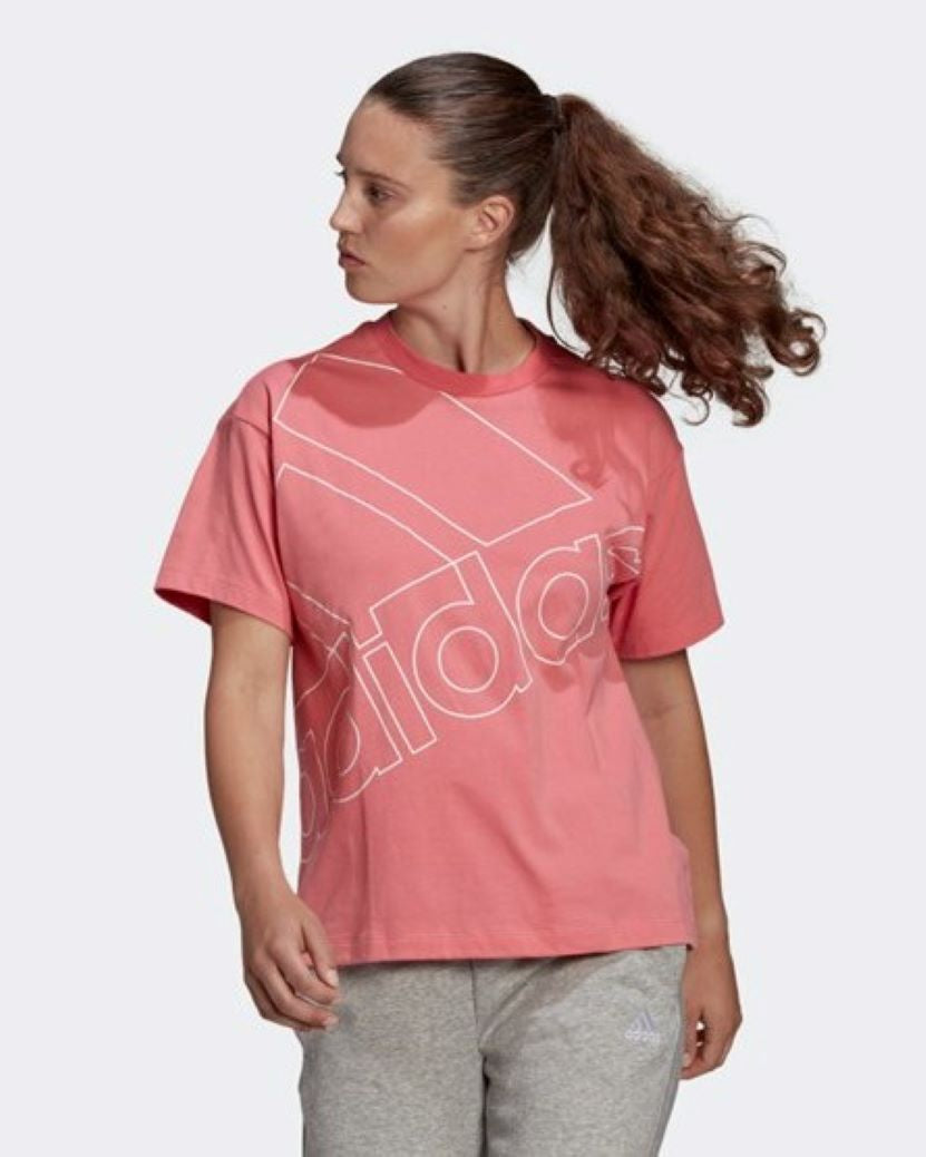 Adidas Womens Giant Logo Tee Hazy Rose/White