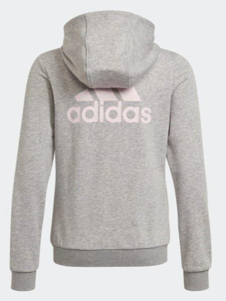 Adidas Kids Big Logo Hooded Jacket Grey/Clear Pink back