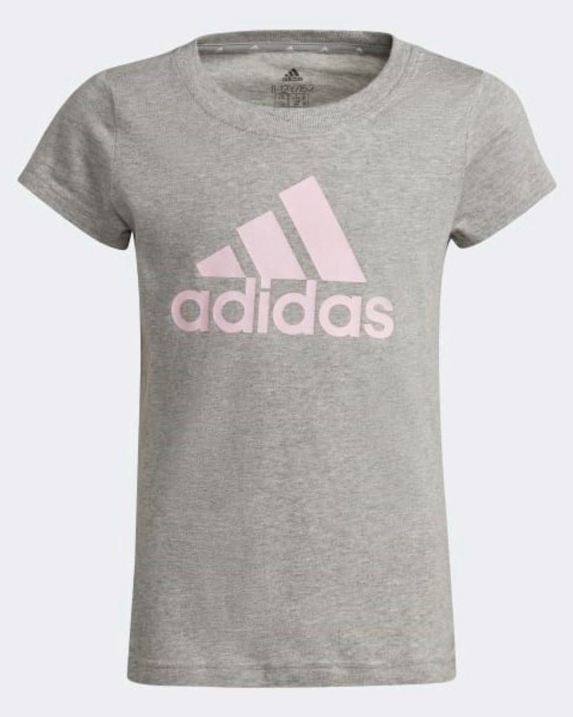 Adidas Kids Big Logo Tee Medium Grey Heather/Clear Pink