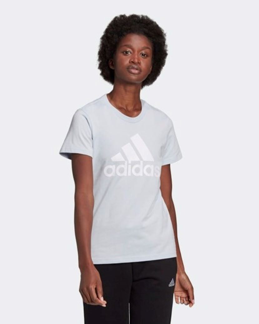 Adidas Womens Lounge Big Logo Tee Halo Blue/White