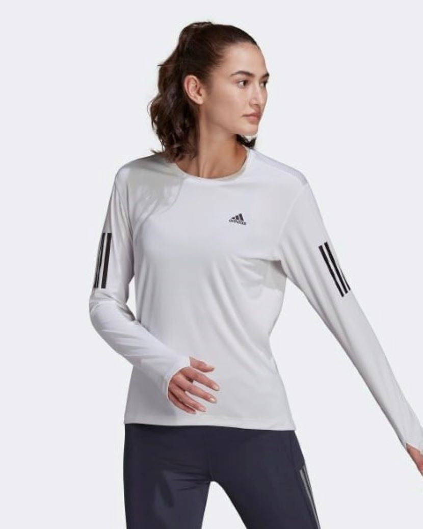 Adidas Womens Own The Run Long Sleeve Tee White/Black