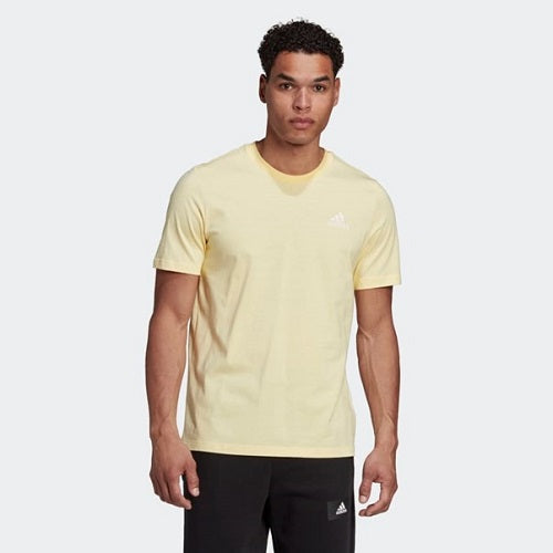 Adidas Mens Small Logo Single Jersey Tee Almost Yellow/White