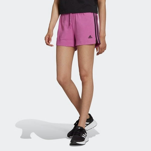 Adidas Womens 3 Stripes Single Jersey Shorts Semi Pulse Lilac/Black