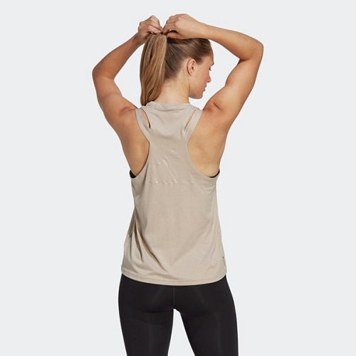 Adidas Womens Aeroready Training 3 Bar Logo Tank Wonder Taupe