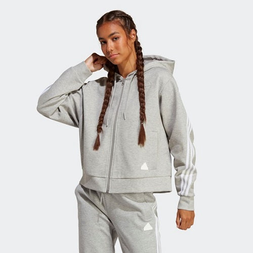 Adidas Womens Future Icons 3 Stripes Hooded Jacket Medium Grey Heather