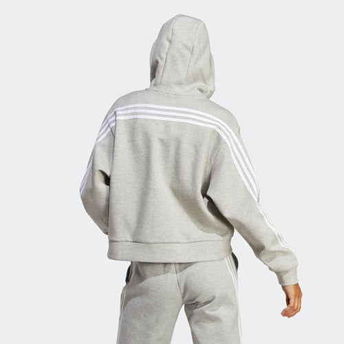 Adidas Womens Future Icons 3 Stripes Hooded Jacket Medium Grey Heather