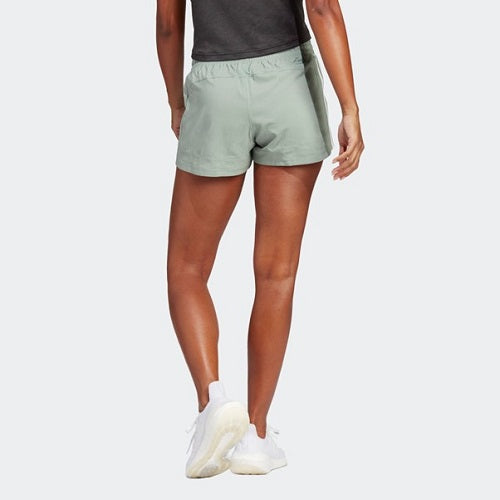 Adidas Womens Pacer 3 Stripes Woven Short Silver Green/White