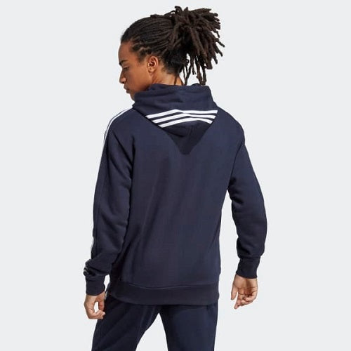 Adidas Mens 3 Stripes French Terry Hoodie Legend Ink/White