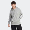 Adidas Mens 3 Stripes French Terry Hoodie Medium Grey Heather/White