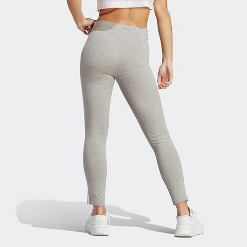 Adidas Womens High Waisted 3 Stripes Single Jersey Full Length Tights Medium Grey Heather/White