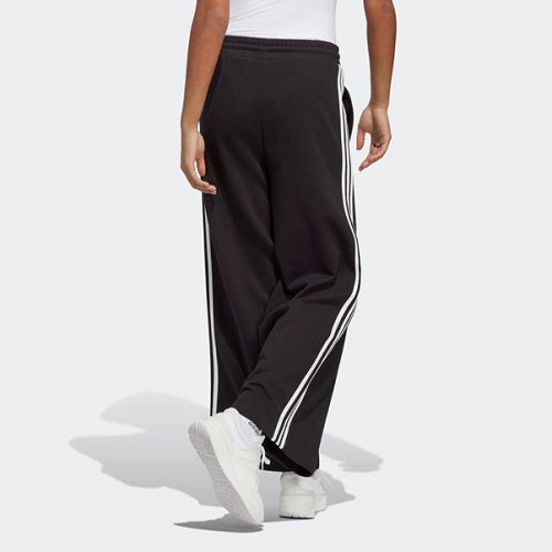 Adidas Womens 3 Stripes French Terry Wide Leg Pant Black/White