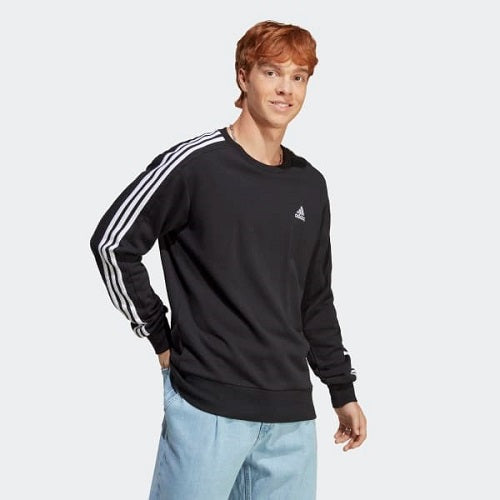 Adidas Mens 3 Stripes French Terry Sweat Black/White