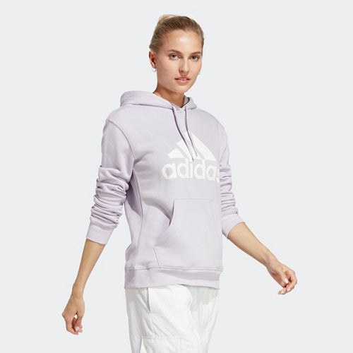 Adidas Womens Big Logo Fleece Hoodie Silver Dawn/White