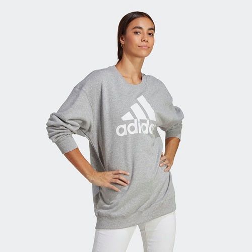 Adidas Womens Big Logo French Terry Sweat Medium Grey Heather/White