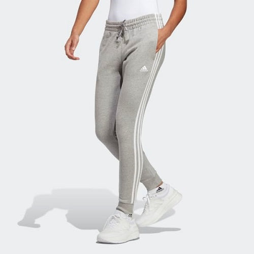 Adidas Womens 3 Stripes French Terry Cuffed Pant Medium Grey Heather/White