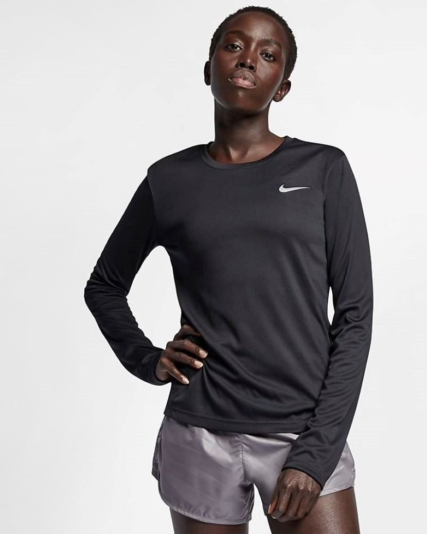 Nike Womens Nike Miler Long Sleeve Top Black